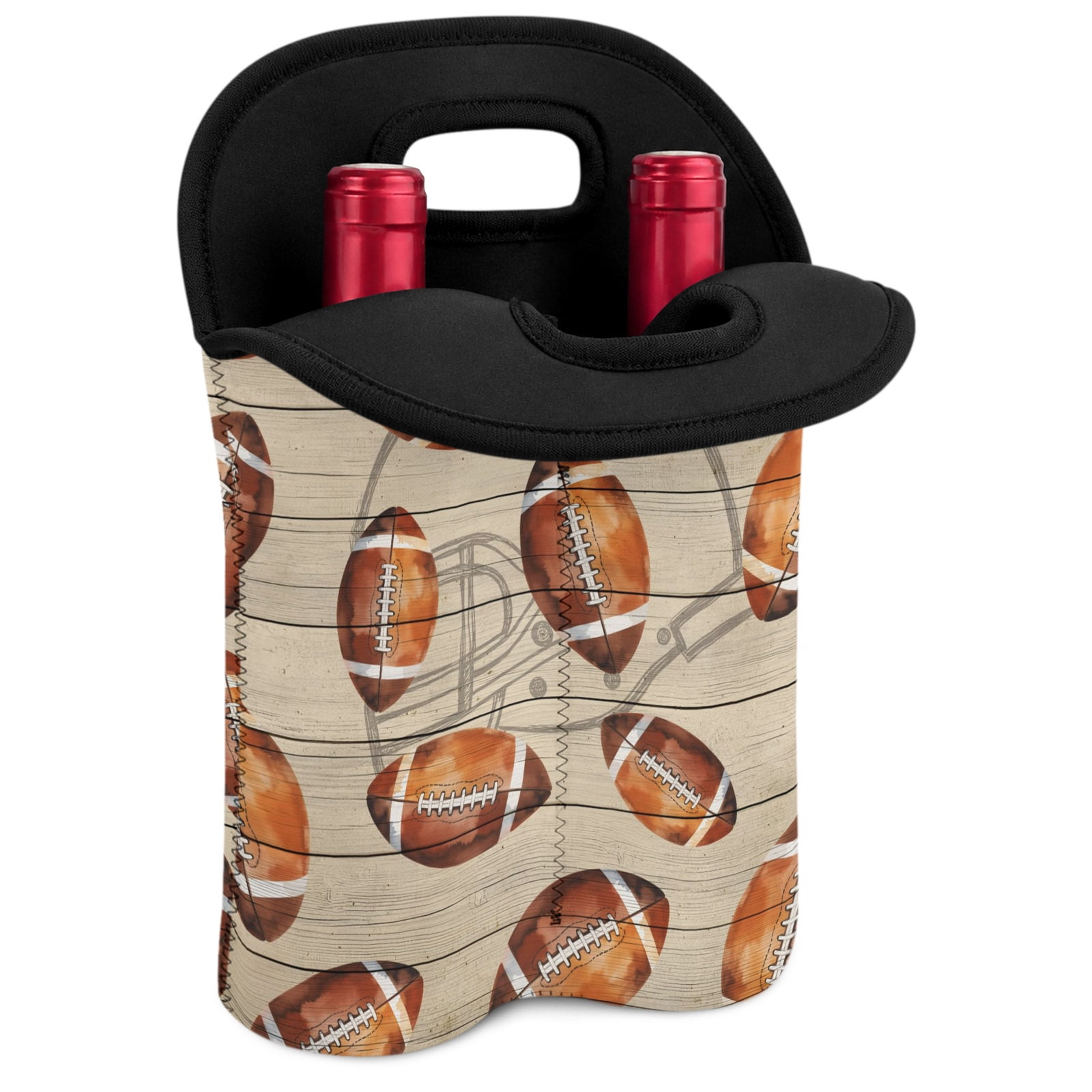 Brown Vintage Football Wine Carrier 2 Bottle, Insulated Neoprene Wine ...