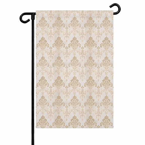 Brown Vintage Wallpaper Garden Flag 12x18 Inch Medieval Turkish Pattern Double Sided Small Decorative Garden Flags for Outside, Outdoor Yard Porch Lawn Decoration