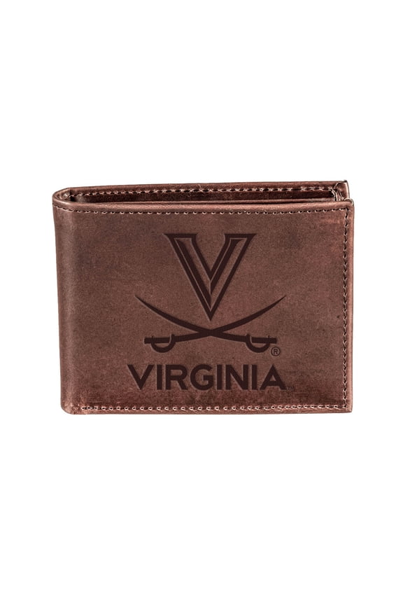 Brown Virginia Cavaliers Bi-Fold Leather Wallet