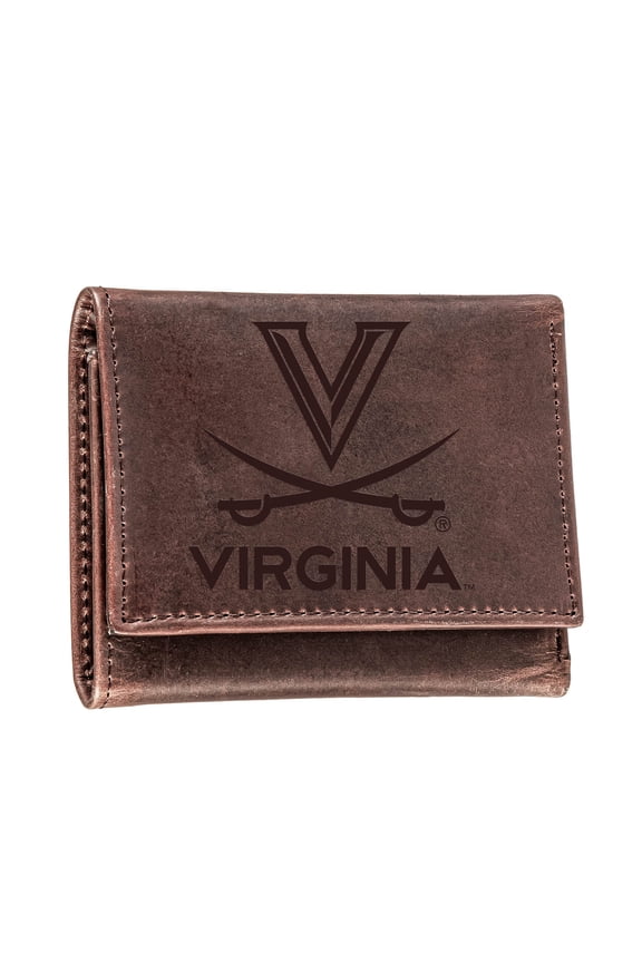 Brown Virginia Cavaliers Leather Tri-Fold Wallet