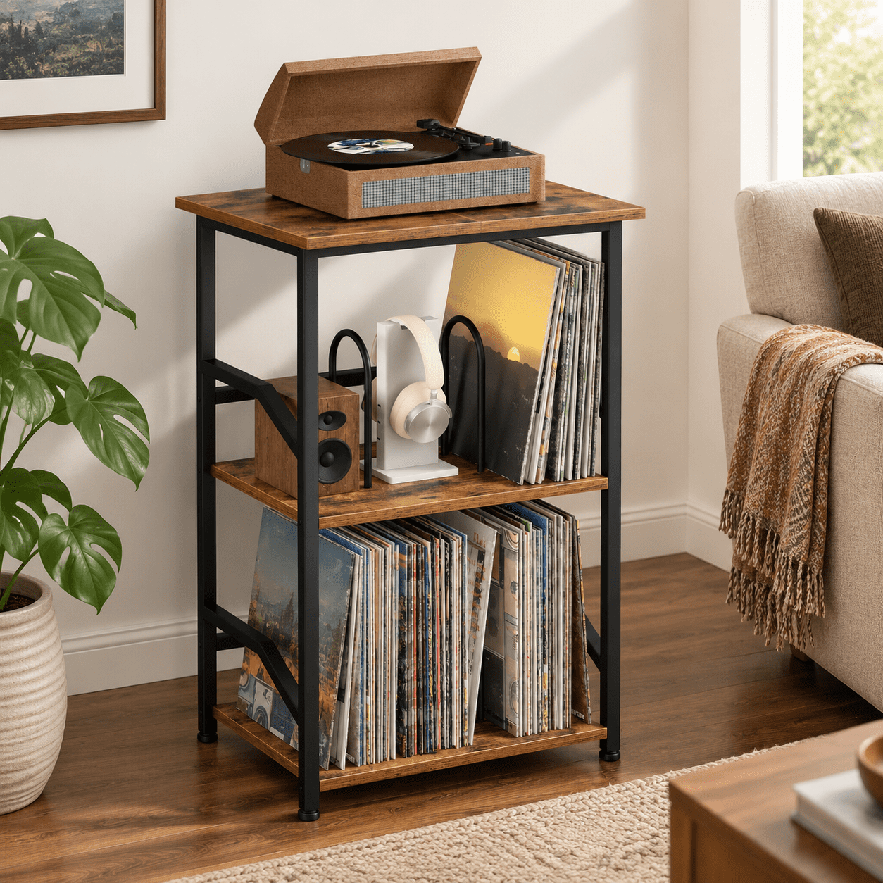 Record Display Table Brown W 18.89
