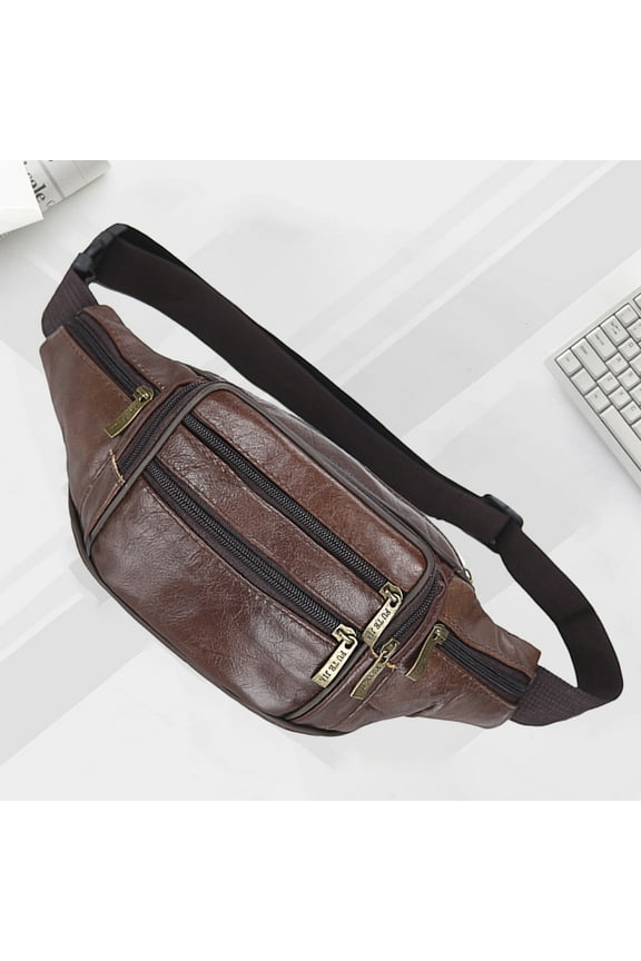 Brown Waist Pack Fanny Pack Sports Travel Crossbody Chest Bag Phone Holder Water-Resistant Brown