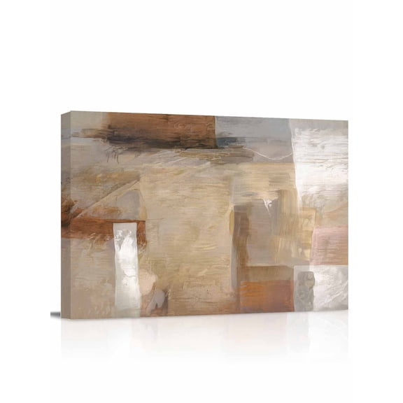 Brown Wall Art for Living Room,Canvas Picture Wall Decor for Bathroom Bedroom,Abstract Paint Texture Retro Smudge Graffiti Art Painting Artwork for Office Kitchen Hallway Dining Room Decor 12"x16"