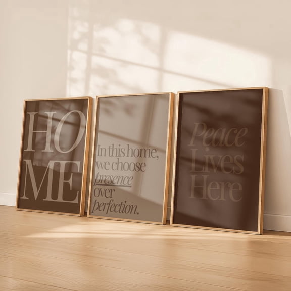 Brown Wall Art Minimalist Typography Cozy Neutral Quote Warm Earth Tone Decor Home Decor Office Wall Art Set 3