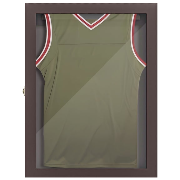 Brown Wall Mount Sports Jersey Display Frame with UV Protection, 235x315