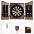 thumbnail image 1 of Brown Wall-Mounted Wooden Dartboard W/ Cabinet & Dart Boards Set for Adults, 1 of 20