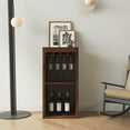 thumbnail image 1 of Brown Walnut Modular Wine Cabinet with Storage Shelves & Hutch Space-Saving Dining Room & Living Room Storage for Wine Enthusiasts & Homeowners | Versatile Modern Design for Decor & Books, 1 of 12