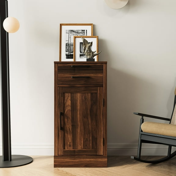 Brown Walnut Wine Bar Cabinet For Modern Dining Room Modular Buffet With In Luxurious Space