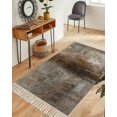thumbnail image 1 of Brown Washable Area Rug 3'x5', Retro Oil Painting Modern Abstract Art Aesthetics Woven Cotton Tassels Kitchen Rugs, Non Slip Indoor Door Mat Throw Carpet for Entryway Living Room Nursery Laundry Room, 1 of 9