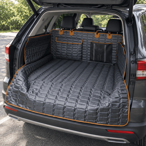 Brown Waterproof SUV Cargo Liner For Dogs With Bumper Flap and Pockets