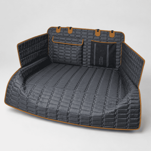 Brown Waterproof SUV Pet Cargo Liner with Bumper Flap and Storage Pockets