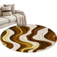 thumbnail image 1 of Brown Wave Round Area&nbsp;Rug 4ft Modern Abstract Art Gold White Line Stripes Linen Non-Slip&nbsp;Washable Circle Rugs Soft Felt Indoor Floor Mat for Bedroom Kitchen Living Room Bathroom, 1 of 9