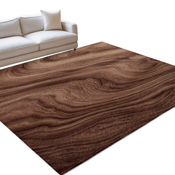 Brown Wave Wood Grain 6x9ft Non Slip Area Rug Farmhouse Plants Annual Rings Texture Washable Soft Area Rugs for Living Room, Indoor Circle Carpet for Bedroom Dining Room Kitchen