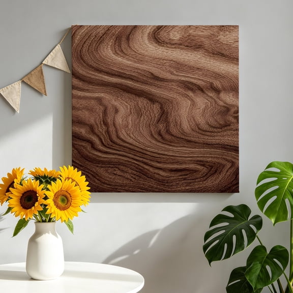 Brown Wave Wood Grain Canvas Wall Art, Farmhouse Plants Annual Rings Texture Pictures Wall Decor Wooden Framed Artwork Art Prints for Living Room Hallway Bedroom Office 8"x8"