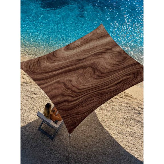Brown Wave Wood Grain Sun Shade Sail 6.5' x 10', Farmhouse Plants Annual Rings Texture Rectangle Outdoor Sunshade Canopy, Waterproof UV Block Patio Covers for Garden Yard Beach