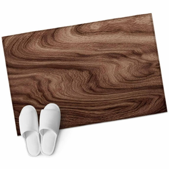 Brown Wave Wood Grain Washable Area Rug 2 x 3 ft Farmhouse Plants Annual Rings Texture, Soft Non Slip Rugs Stain Repellent Indoor Felt Carpet for Living Dining Room Bedroom Home Office
