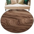 thumbnail image 1 of Brown Wave Wood Grain Washable Round Area Rug 5 ft, Farmhouse Plants Annual Rings Texture, Soft Non Slip Rugs Stain Repellent Indoor Felt Carpet for Living Dining Room Bedroom Home Office, 1 of 9