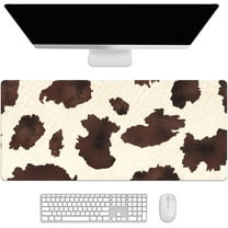 Brown Western Cow Print Desk Mat, Desk Accessory, Cute Workspace, Trendy Workspace, Trendy, 35.4x15.7in Large Gaming Mouse Pad, Cute Desk Topper, Pretty Desk Pad