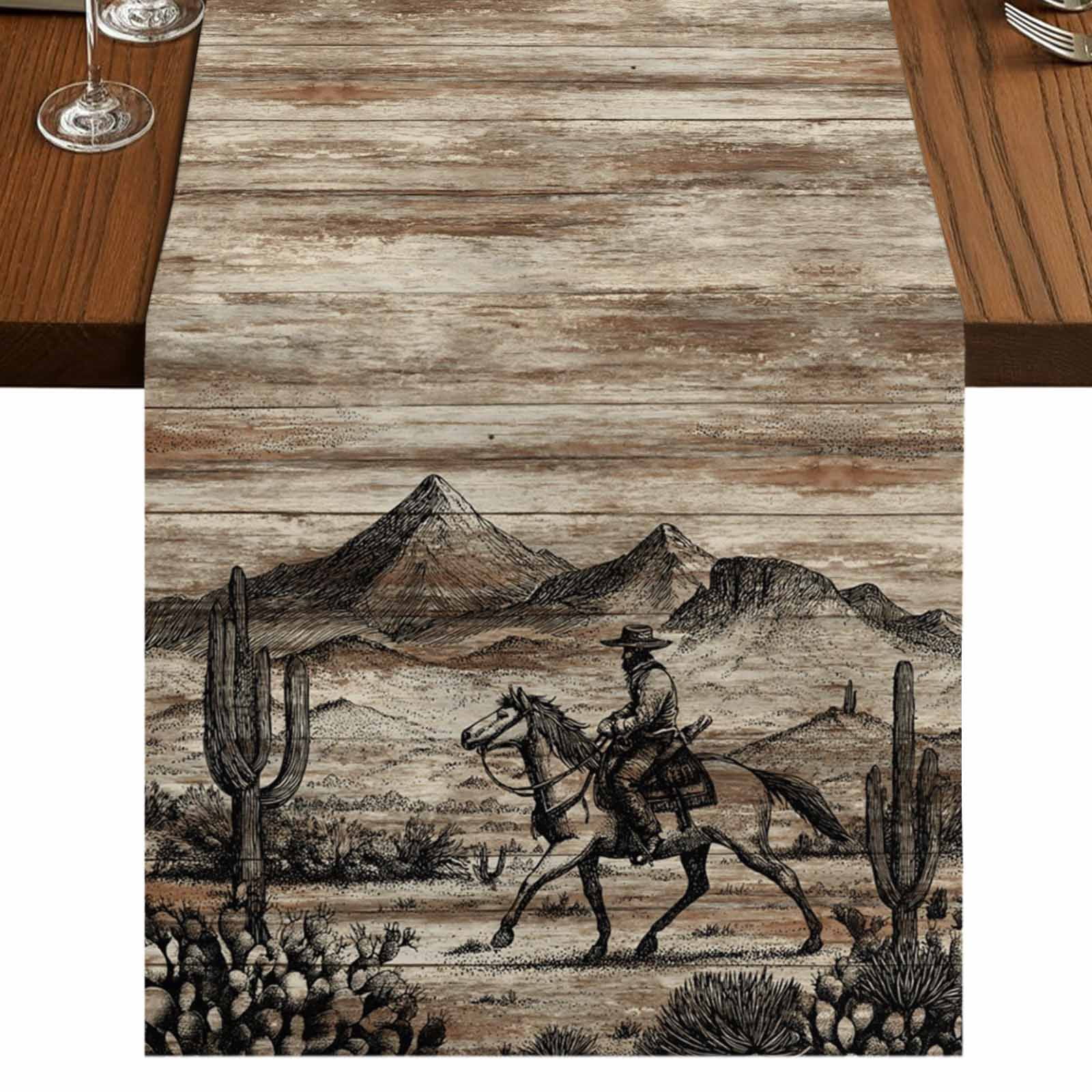 Brown Western Farmhouse Burlap Cotton Table Runner 13x90 Inches Long ...