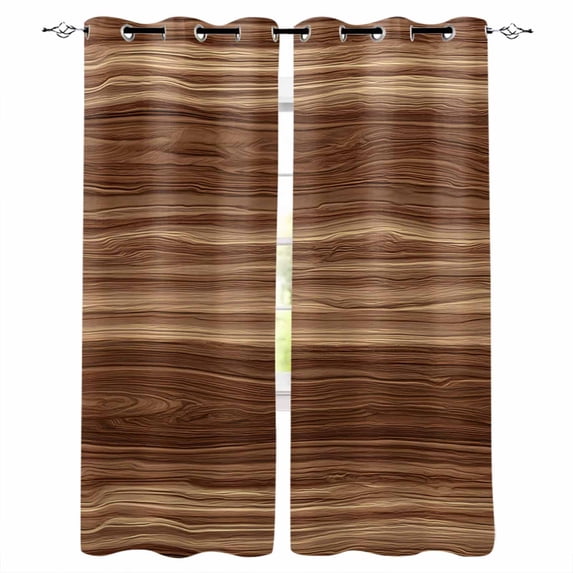 Brown Western Kitchen Curtains Vintage Farmhouse Wood Barn Door Cafe Short Curtains for Bathroom Blackout Window Curtain Grommet Small Window Treatment Tier Drapes for Bedroom Living Room 52"x45"x2