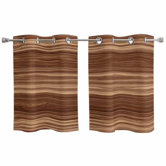 Brown Western Kitchen Curtains Window Panels, Vintage Farmhouse Wood Barn Door Insulated Window Treatment Curtain, Grommet Curtains for Bedroom/Living Room/Bathroom, 2 Piece 27.5"Wx39"L