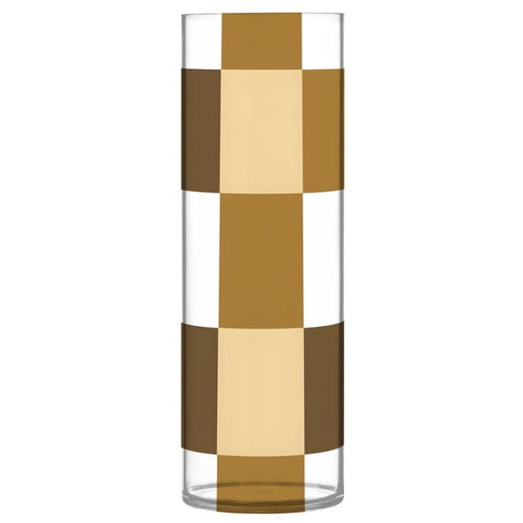 Brown White Check Pattern Vase Flower Vase Clear Unbreakable Plastic Tall Decorative 11.8in