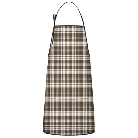 Brown and White Checkerboard Checkered Apron-Garden Aprons for Women with Pockets-Cotton Linen Waterproof Kitchen Cooking Gardening Aprons Adjustable for Kitchen,Cooking,BBQ and Salon 33x27 Inch