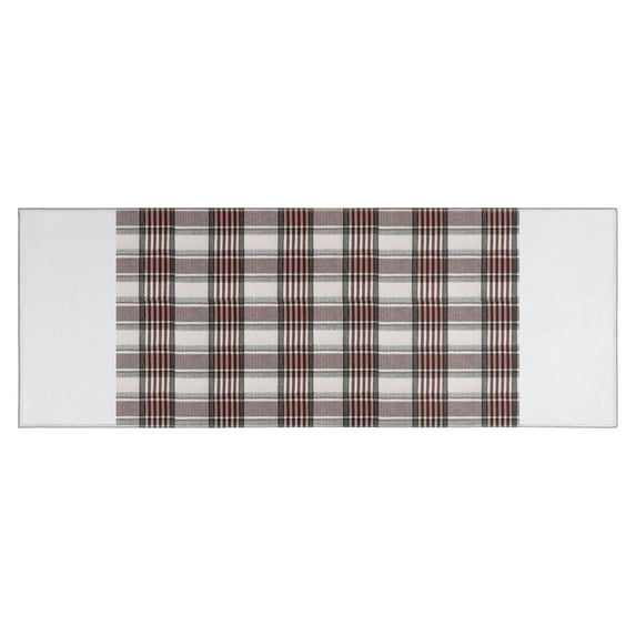 Brown and White Checkerboard Checkered Pattern Kitchen Rug Mat,Kitchen Runner Rugs Non Skid Washable,Decorative Kitchen Floor Mats for Kitchen,Sink,Laundry,17"X47"