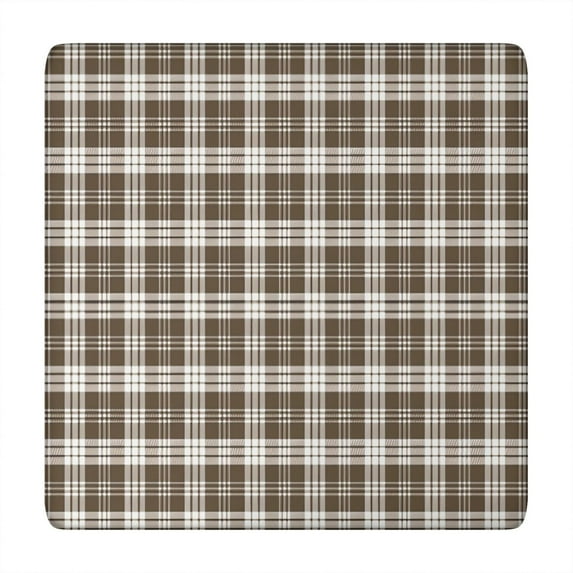Brown and White Checkerboard Checkered Pattern Square Fitted Tablecloth with Elastic Edge,Square Table Cover,Washable Elastic Table Cover for Home Kitchen Party Decor 34"x34"