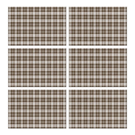Brown and White Checkerboard Checkered Pattern Summer Placemats Table Placemats Set Of 6-Linen Kitchen Washable Placemats Table Mats 11.8"x17.7" Non-Slip Heat Resistant
