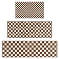 thumbnail image 1 of Brown and White Checkerboard Pattern Kitchen Rugs Sets Of 3,Kitchen Runner Rugs Non Skid Washable,Decorative Kitchen Floor Mats for Kitchen,Sink,Laundry,17"x30"+ 17"x47" + 17"x59", 1 of 6