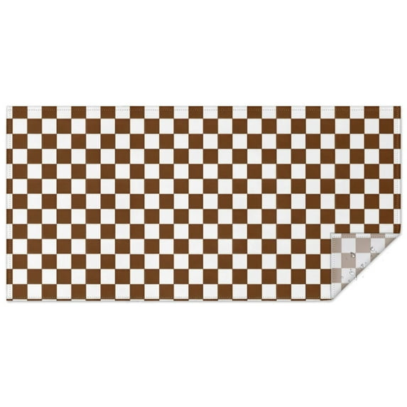 Brown and White Checkerboard Pattern Rectangle Tablecloth 60"x120",Waterproof Polyester Rectangle Table Cloth, Wipeable Spillproof Polyester Tablecloth for Dining, Camping, Indoor and Outdoor