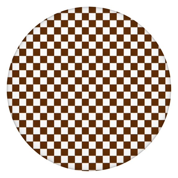 Brown and White Checkerboard Pattern Round Fitted Tablecloth with Elastic Edge,Dining Table Cover Waterproof,Outdoor Round Tablecloth for Camping,Dining,Indoor and Outdoor