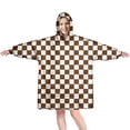thumbnail image 1 of Brown and White Checkerboard Pattern Wearable Oversized Blanket,Wearable Blanket Hoodie for Adults,Cozy Hooded Blankets with Super Pockets,Super Warm Fuzzy Pullover for Women & Men, 1 of 6