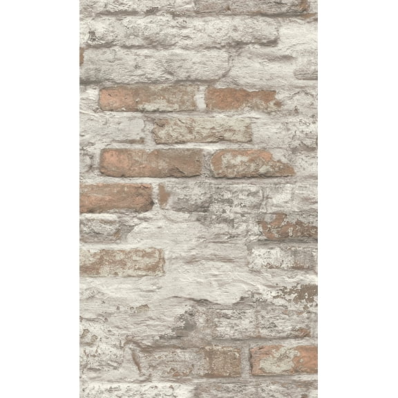 Brown & White Concrete Brick Effect Wallpaper R8388