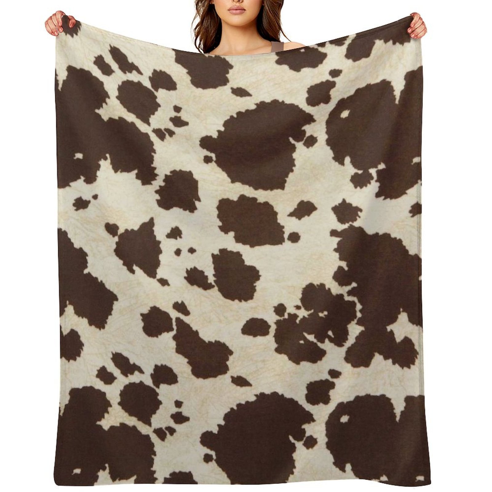 Brown and White Cow Print The Full Collection of Flannel Blanket Lightweight Cozy Bed Blankets Soft Throw Blanket Fit Couch Sofa for Kids Adults 60"×80"