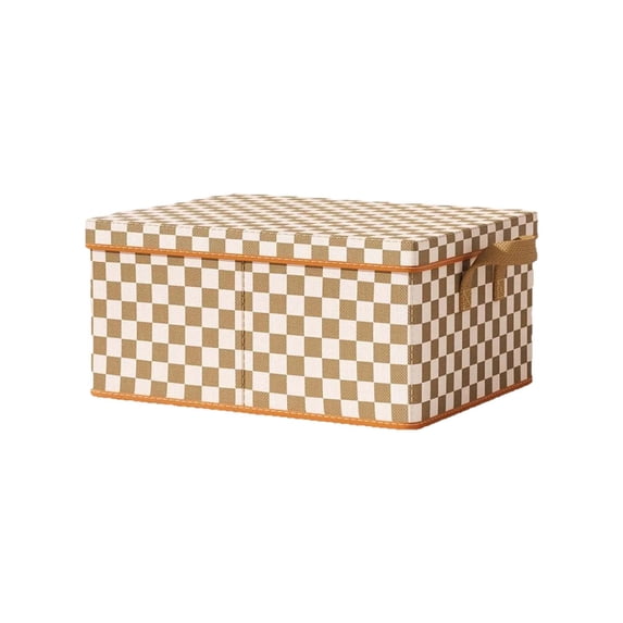 Brown & White Fabric Storage Box with Steel Frame, Waterproof, Reinforced, Multi-Purpose Clothes & Household Organizer