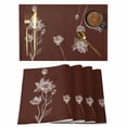 thumbnail image 1 of Brown White Floral Placemats Set of 4, Abstract Art Summer Botanical Placemats for Dining Table, Place Mats for Kitchen Tabletop, Waterproof Wipeable Dining Table Mats Set, 1 of 9