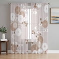 thumbnail image 1 of Brown White Floral Sheer Curtains 84 Inch Length 2 Panels for Living Room, Spring Botanical Leaves Farmhouse Voile Kitchen Curtain Set, Luxury Privacy Drapes Window Treatment for Bedroom, 1 of 7