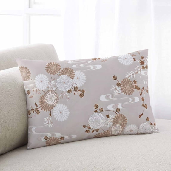 Brown White Floral Throw Pillow Covers, Spring Botanical Leaves Farmhouse Soft Breathable Pillow Cases with Invisible Zipper for Sleeping, Queen Size Pillowcases for Couch Bed Sofa Chair 20x30 Inches