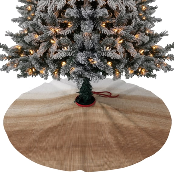 Brown White Ombre Christmas Tree Skirt 36 Inches, Vintage Farmhouse Abstract Striped Xmas Trees Skirt Mat Cover Decorations for Holiday Party Indoor Outdoor