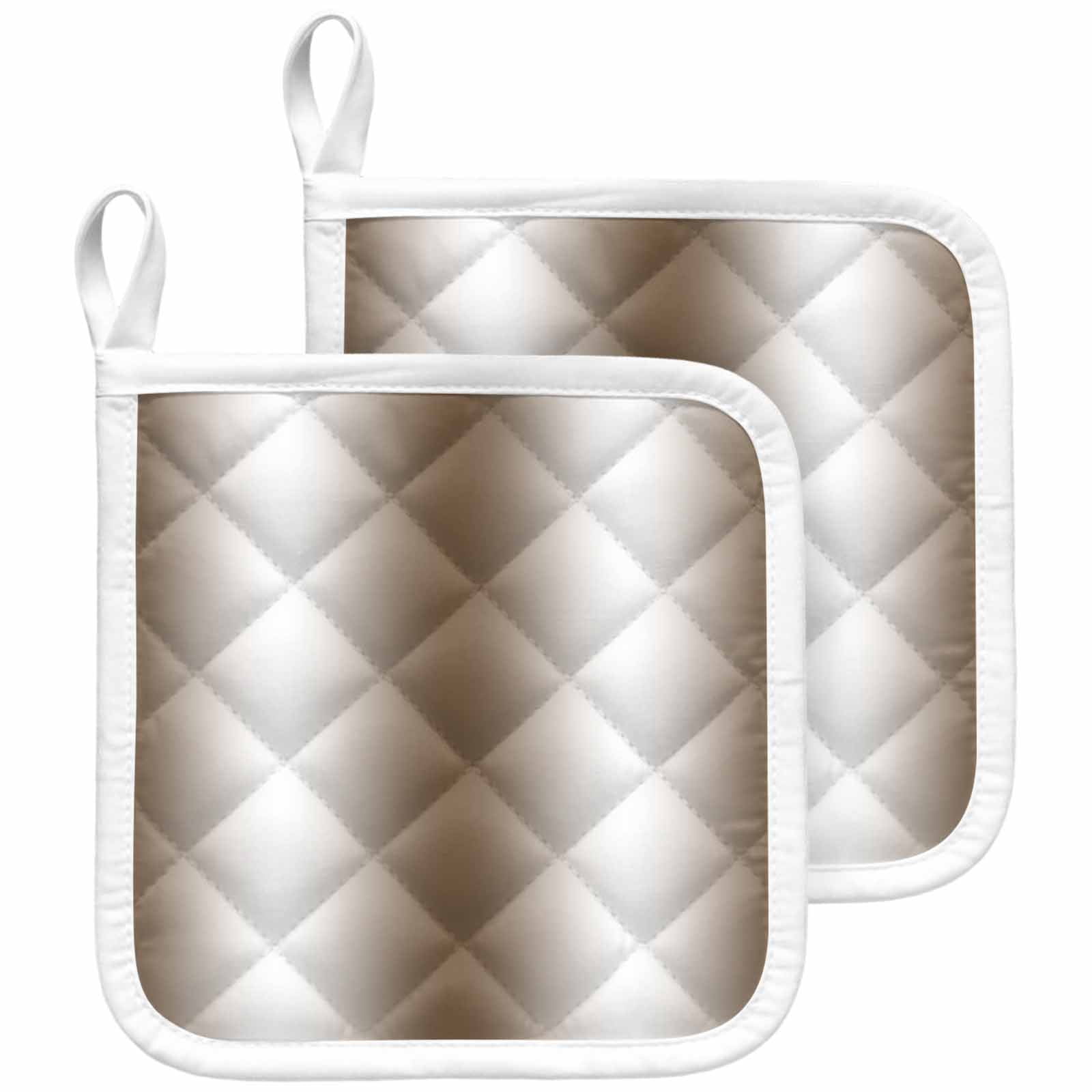 Brown White Ombre Pot Holders for Kitchen Heatproof Potholder, 2 Pack Vintage Minimalist Country Gradient Hot Pads Multipurpose Oven Pads Cloth Potholders Trivet for Cooking and Baking
