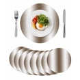 thumbnail image 1 of Brown White Ombre Round 13 Inch Placemats Set of 8, Vintage Minimalist Country Gradient HeatResistant Non Slip Place Mats for Dining Table, Wipeable Braided Kitchen Table Mats for Housewarming, 1 of 9