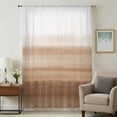 thumbnail image 1 of Brown White Ombre Sheer Curtains 54 Inches Long, Vintage Farmhouse Abstract Striped Light Filering Curtains, Breathable Simi Curtain Privacy Drapes for Kitchen Bathroom Small Window Treatment, 1 of 9
