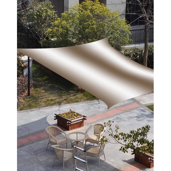 Brown White Ombre Sun Shade Sail 6.5'x10' Rectangle Outdoor Shade Canopy, Vintage Minimalist Country Gradient Porch Shades Outdoor Sun Blocking Screen, Sunshade Cloth Covers for Patio/Deck/Garden