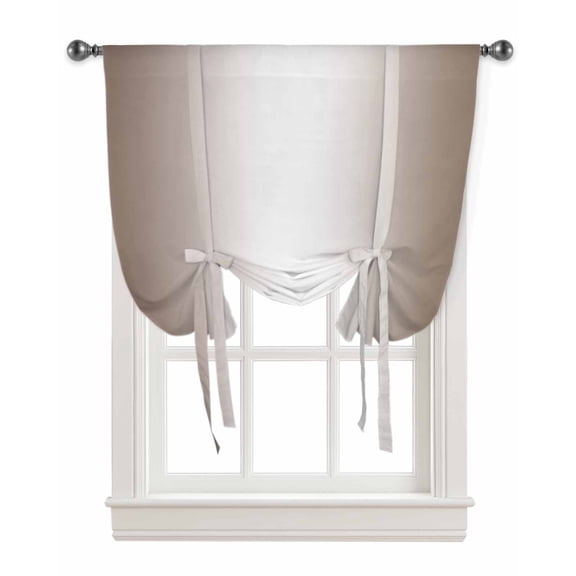 Brown White Ombre Tie Up Curtains for Kitchen Bathroom Bedroom Windows 45 Inch Length, Modern Abstract Gradient Color Art Balloon Drape Curtains Shade Rod Pocket Drapery Curtain Panel, 34"x45"