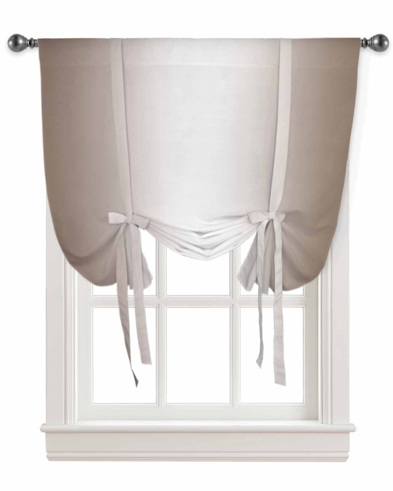 Brown White Ombre Tie Up Curtains for Kitchen Bathroom Bedroom Windows ...