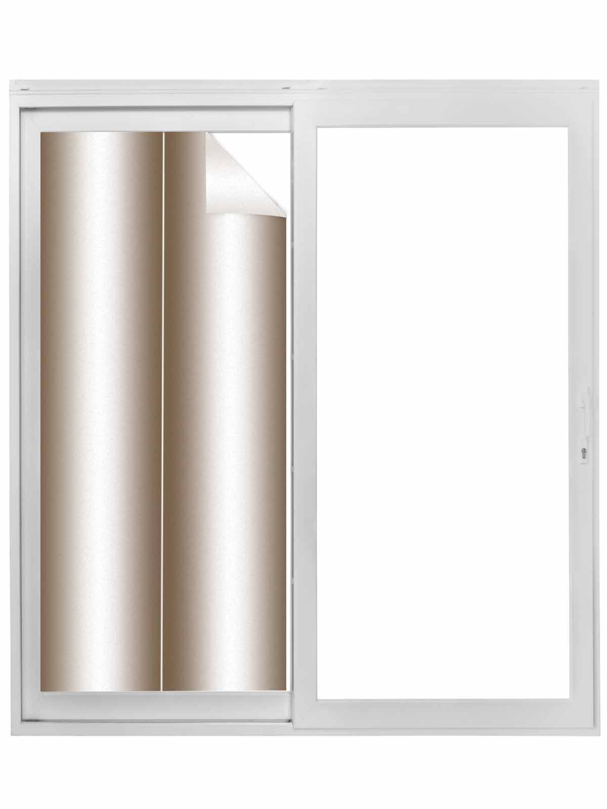 Brown White Ombre Window Privacy Film, Vintage Minimalist Country Gradient Static Cling UV Sun Blocking Tint Film Heat Control Windows Films for Bedroom Bathroom, Window Stickers 23.6"x59"