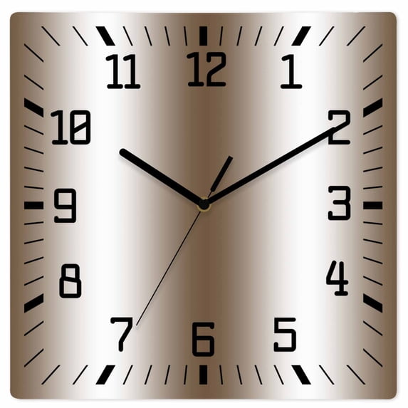 Brown White Ombre Wooden Wall Clock Silent Non Ticking, Abstract Art Modern Brown Gradient Square Wall Clocks Battery Operated, Decor Clock for Home Office, Living Room, Kitchen, 12 Inch