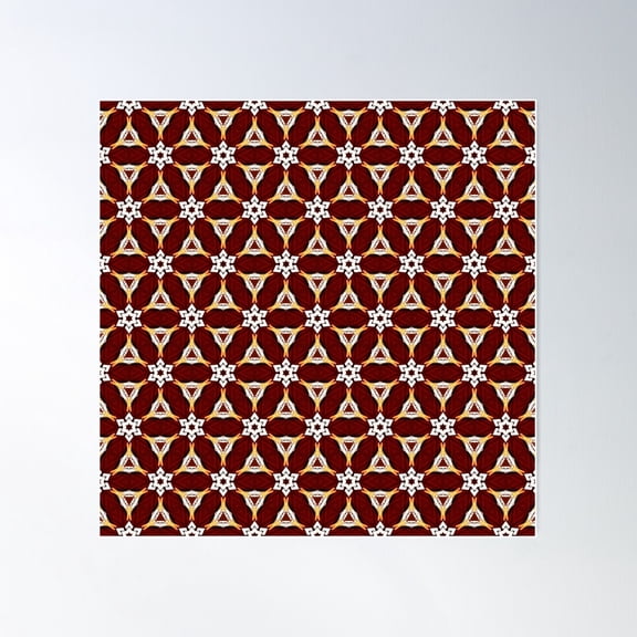 Brown. White. Orange. Funky 70'S. Geometric Tessellating Pattern Poster Wall Art, Modern Wall Decor For Living Room Bedroom, 30x30 UNFRAMED